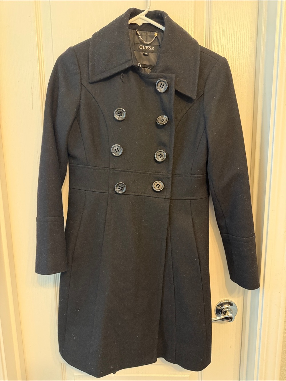 GUESS Black Double-Breasted Pea Coat